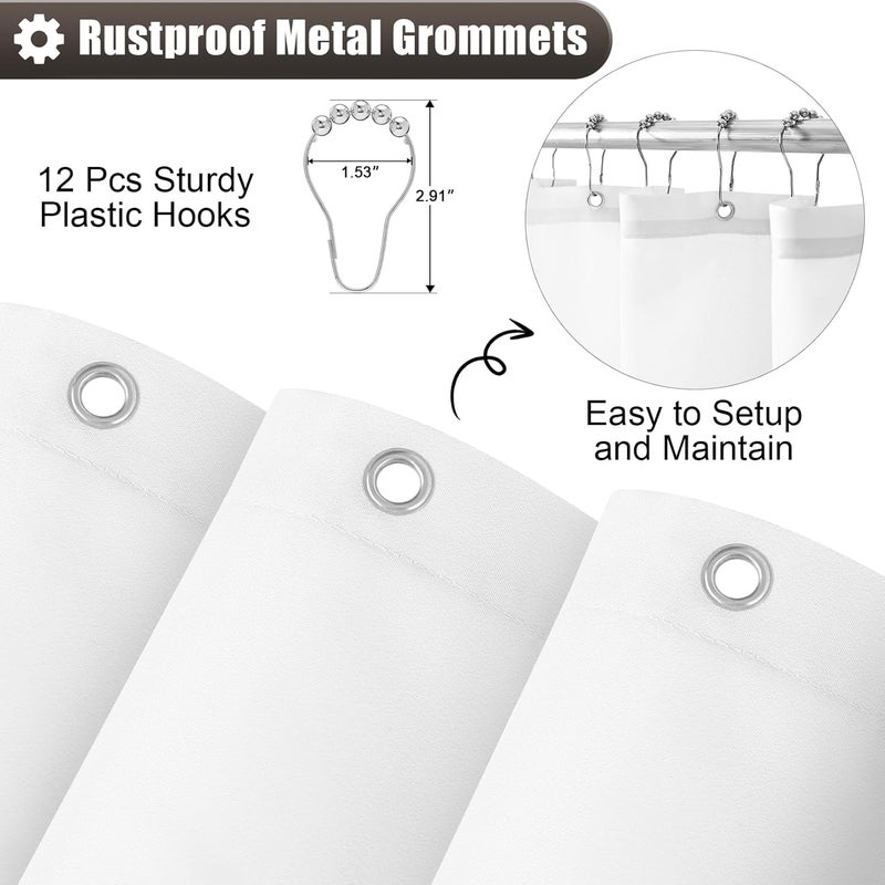 OLANLY Luxury Light Brown and White Ombre Shower Curtain Sets with 12 Hooks, Waterproof and Washable Decorative Shower Curtains for Bathroom, 72x72 Inches - Image 5